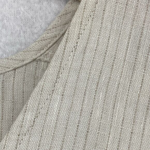 EILEEN FISHER Tunic Top S Linen Striped V-neck Kaftan Cover Up Beige - Picture 6 of 10